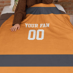 Football Oranje, marine en White - gepersonaliseer Fleece Deken