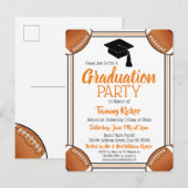 Football Oranje & zwarte Graduation Party Uitnodiging Briefkaart (Voorkant / Achterkant)