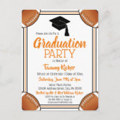 Football Oranje & zwarte Graduation Party Uitnodiging Briefkaart (Voorkant)