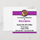 Football Paarse Birthday-uitnodigingen Kaart (Voorkant / Achterkant)