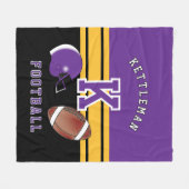 Football 🏈 Paarse en goudgele sportbrief  Fleece Deken (Voorkant (Horizontaal))