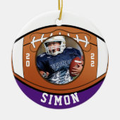 Football Paarse White Team Colors Keramisch Ornament (Voorkant)