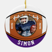 Football Paarse White Team Colors Keramisch Ornament (Achterkant)