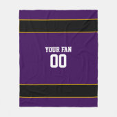 Football Paarse & Zwart Gepersonaliseerd Fleece Deken (Voorkant)
