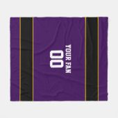 Football Paarse & Zwart Gepersonaliseerd Fleece Deken (Voorkant (Horizontaal))