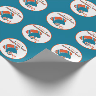 Football pap houdt van oranje blauw vintage cadeaupapier