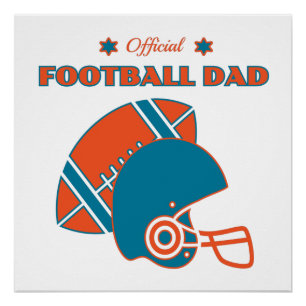 Football pap houdt van oranje blauw vintage perfect poster