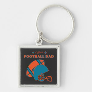 Football pap houdt van oranje blauw vintage sleutelhanger