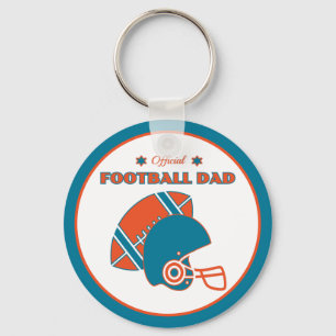 Football pap houdt van oranje blauw vintage sleutelhanger