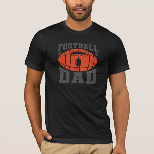 Football Papa Retro Tekst Design-Oranje en Grijs T-shirt (Voorkant)
