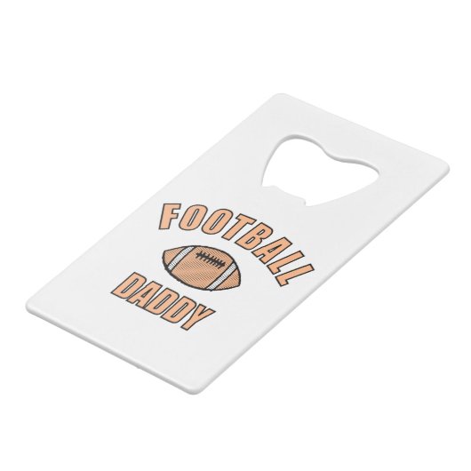 Football papa tekening en tekst creditkaart flessenopener (Voorkant Gekanteld)