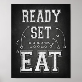 Football PARTIJ KLAAR EAT Sign Chalk Print