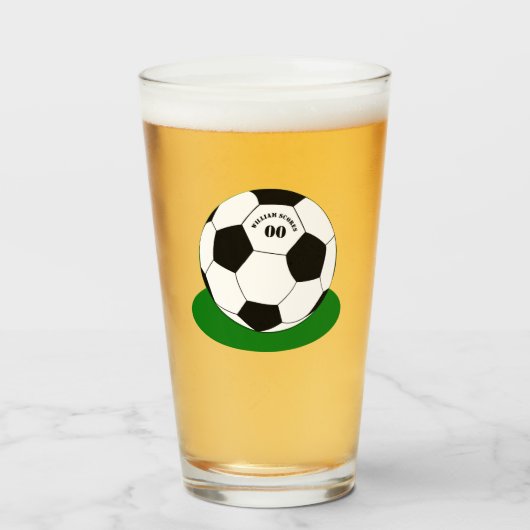 Football partij, Voetbal met naam en nummer Glas (Voorkant gevuld)