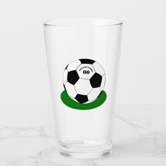Football partij, Voetbal met naam en nummer Glas (Voorkant)