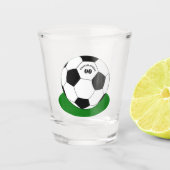 Football partij, Voetbal met naam en nummer Shot Glas (Voorkant)