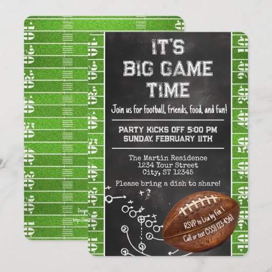 Football Party Big Game Bowl Game Kaart (Voorkant / Achterkant)