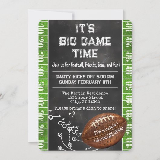Football Party Big Game Bowl Game Kaart (Voorkant)