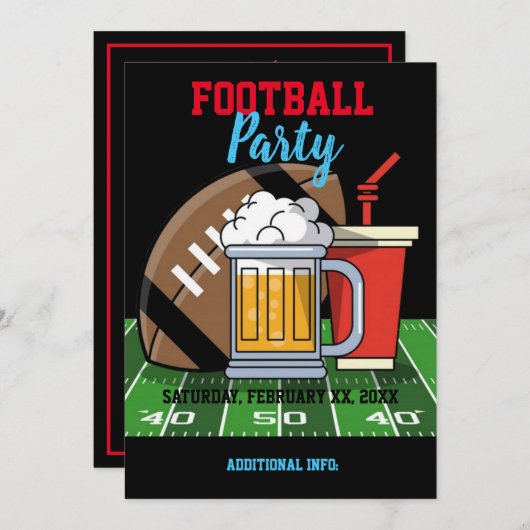 Football Party Black Kaart (Voorkant / Achterkant)