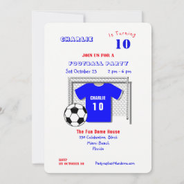 Football Party Blauw Football Shirt Gepersonalisee Kaart