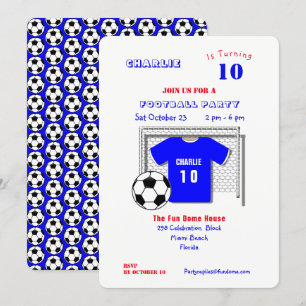 Football Party Blauw Football Shirt Gepersonalisee Kaart