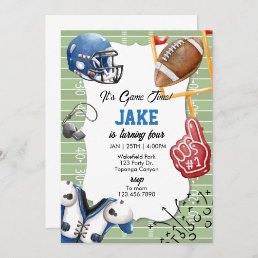 Football Party, Game Time, Touchdown Kaart (Voorkant / Achterkant)