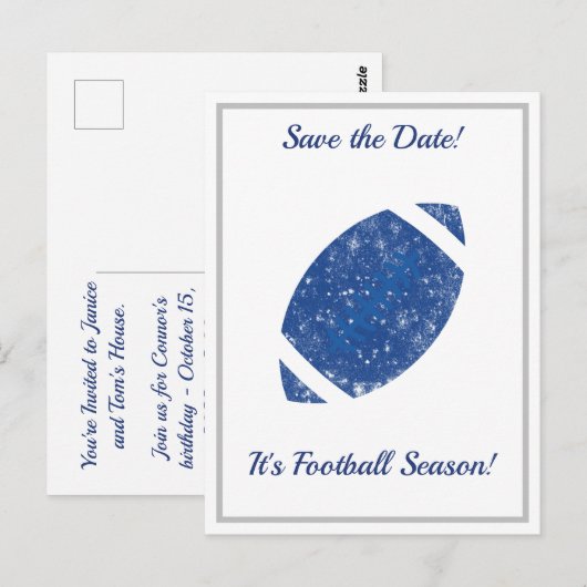 Football Party Tailgate Supplies Blauw en Wit Briefkaart (Voorkant / Achterkant)