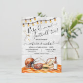 Football Party thuis of Tailgate Baby Q Shower Kaart (Staand voorkant)