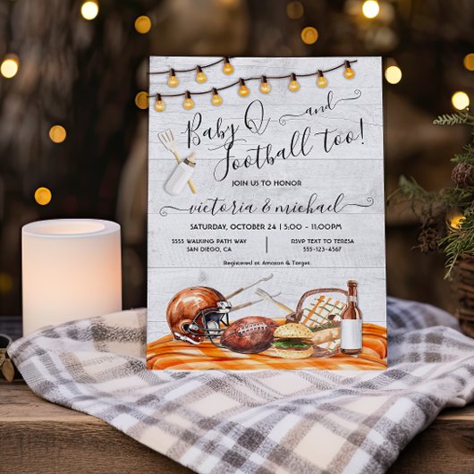 Football Party thuis of Tailgate Baby Q Shower Kaart