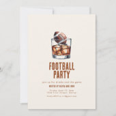 Football Party Uitnodiging met Whiskey Glass (Voorkant)