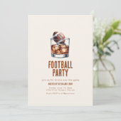 Football Party Uitnodiging met Whiskey Glass (Staand voorkant)