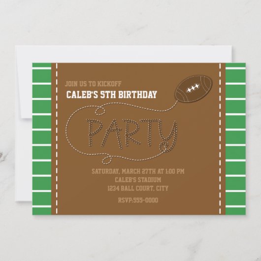 FOOTBALL PARTY Verjaardag Kinder Typografie Uitnod Kaart (Voorkant)