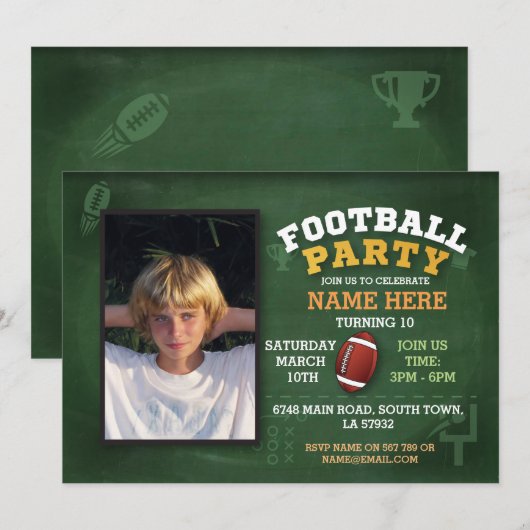 Football Party Verjaardag Rugby Foto Jongens Sport Kaart (Voorkant / Achterkant)