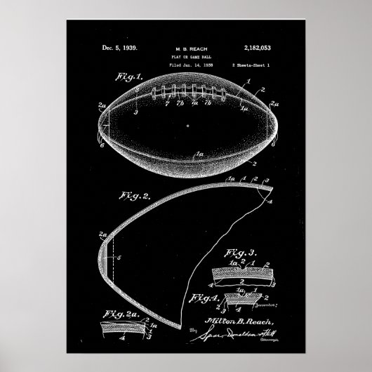 Football Patent Art, Amerikaans Football Patent, F Poster (Voorkant)