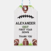 Football Patroon 1e jaar Down Birthday Cadeaulabel (Achterkant)