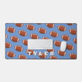 Football Pattern, personaliseer Vette Naam op Blau Bureaumat (Keyboard & Muis)