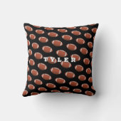 Football Pattern, personaliseer Vette Naam op Zwar Kussen (Achterkant)