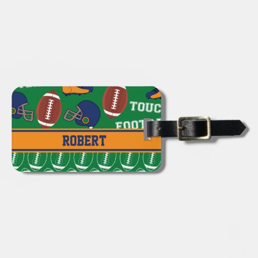 FOOTBALL personaliseert sport voor Athlete-patroon Bagagelabel (Voorkant horizontaal)