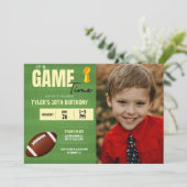 Football Photo Birthday Party Invitation Kaart (Staand voorkant)