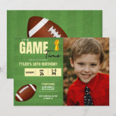 Football Photo Birthday Party Invitation Kaart (Voorkant / Achterkant)