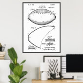 Football Pigskin 1939 Blueprint Patent Poster (Thuiskantoor)