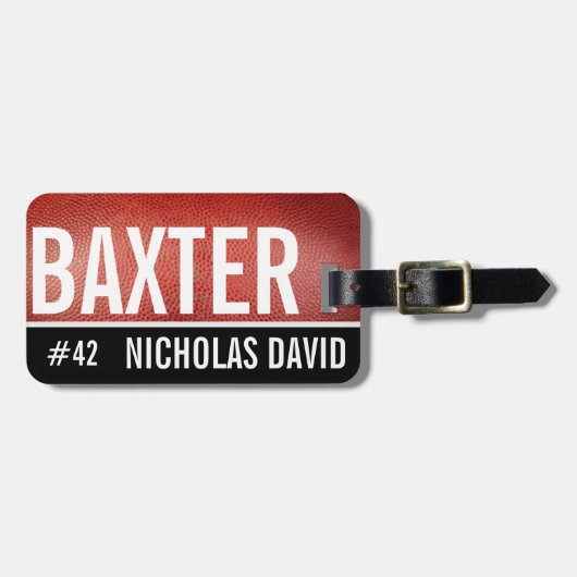 FOOTBALL PIGSKIN Custom Bagagelabel MONOGRAM (Voorkant horizontaal)