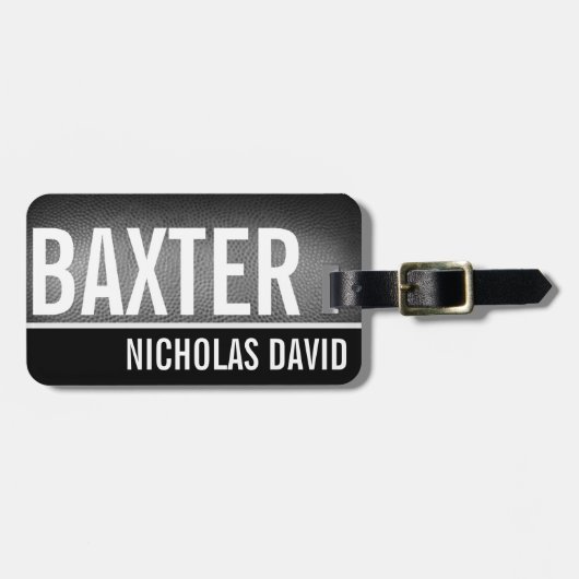 FOOTBALL PIGSKIN Custom Bagagelabel MONOGRAM (Voorkant horizontaal)