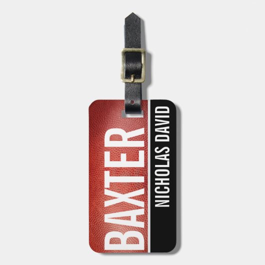 FOOTBALL PIGSKIN Custom Bagagelabel MONOGRAM (Voorkant verticaal)