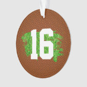 Football Pigskin Laces Turf NUMBER Sportdecor Ornament (voorkant)