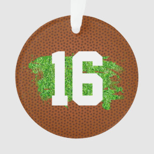 Football Pigskin Laces Turf NUMBER Sportdecor Ornament
