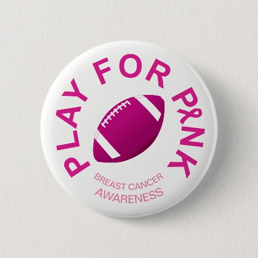 Football Play for Breast Cancer Awareness Button (Voorkant)