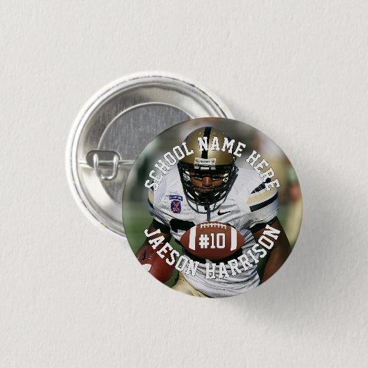 Football Player Add Name Number Team & Photo Ronde Button 3,2 Cm (Voorkant /achterkant)