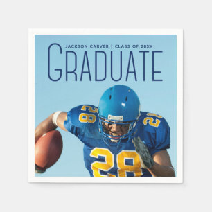 Football Player Afstuderen 2025 Blue Script Foto Servet