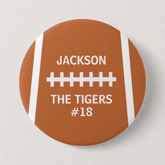 Football Player Ball Cool Custom Team en Number Ronde Button 7,6 Cm (Voorkant)