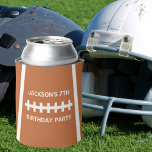 Football Player Ball Custom Sports Birthday Party Blikjeskoeler<br><div class="desc">Koel de koelbox van de de verjaardagspartij van het douanefootball die als een bal met uw gepersonaliseerde tekst in het centrum kijkt. Voeg de naam van een speler of een trainer en een sportteam of een andere tekst toe voor een geweldig cadeau aan het einde van een seizoen.</div>
